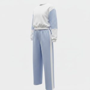 Girls (7-12y) Colourblock Crewneck Pullover & Wide Leg Jogger Set with insets
