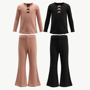 Girls (7-12y) ribbed sets with bow details