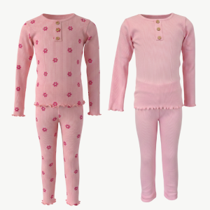 Girls (2-7y) ribbed sets with button details