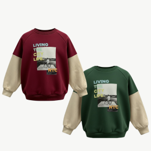 Boys (2-7y) fleece crew neck colour block